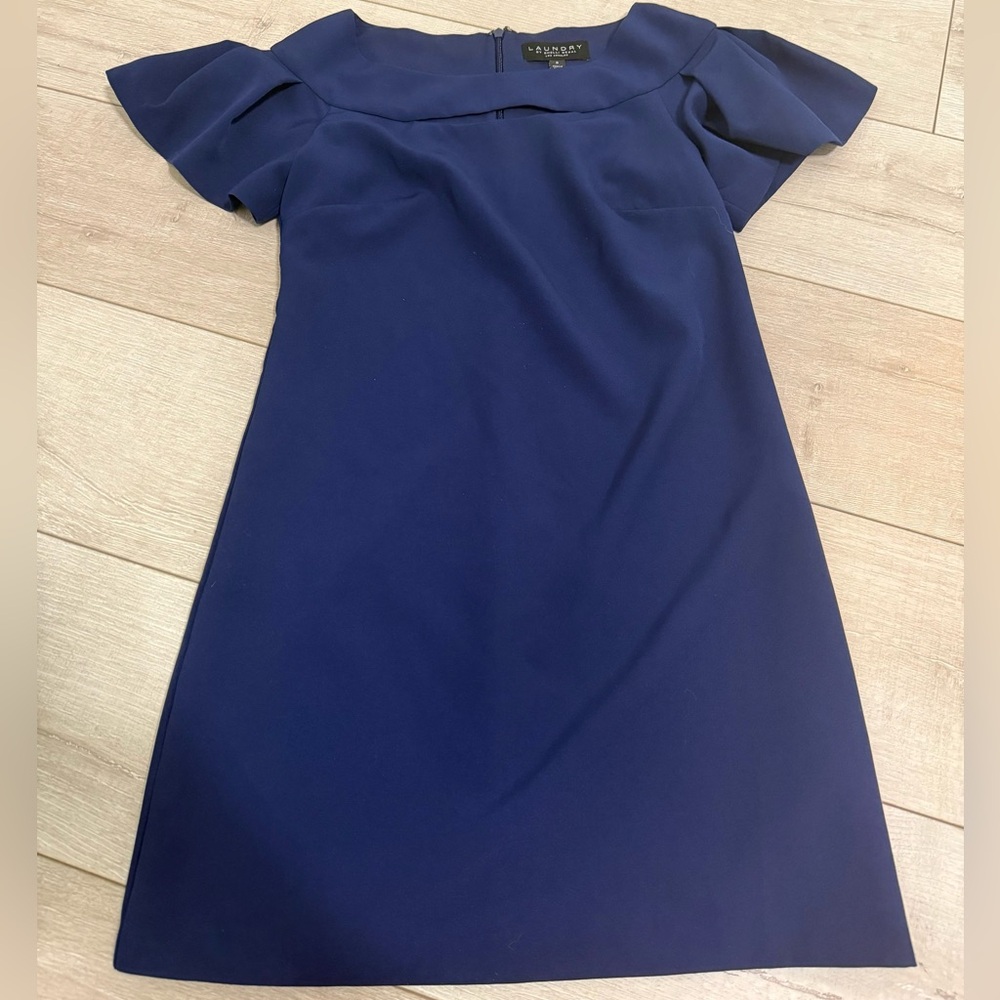Navy Dress with Flutter Sleeves